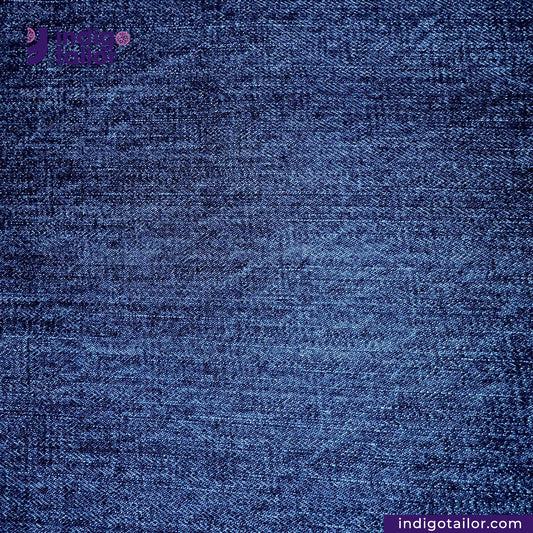 Close-up of WASHED VINTAGE SLUB SELVEDGE DENIM fabric with 'Indigotailor' branding.